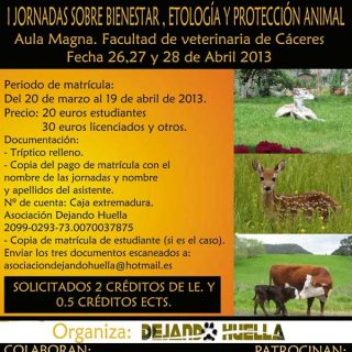 I Jornadas sobre bienestar, etología y protección animal, en Cáceres.