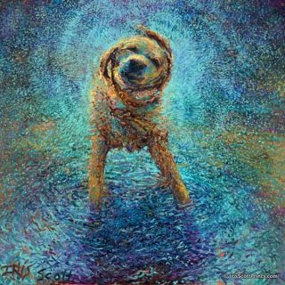 Obra de iris Scott, perro labrador.