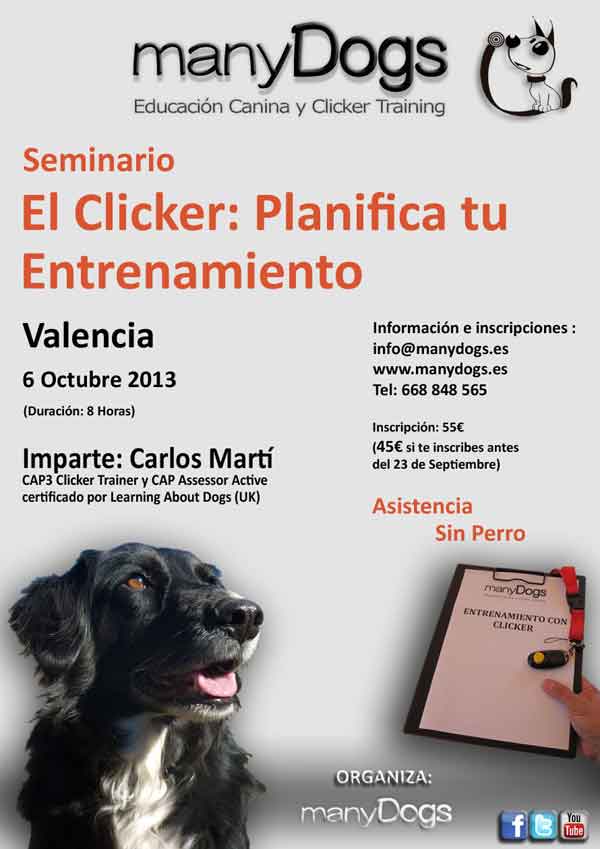 ManyDogs: Cursos de  clicker y Educación Canina, actividades octubre 2013 en Valencia.