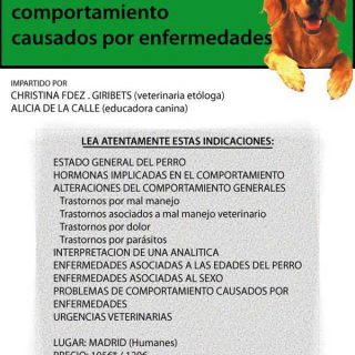 • Más información: El Seminario Problemas de conducta en los perros, asociados a enfermedades se celebrará los próximos 14 y 15 de junio en Madrid.