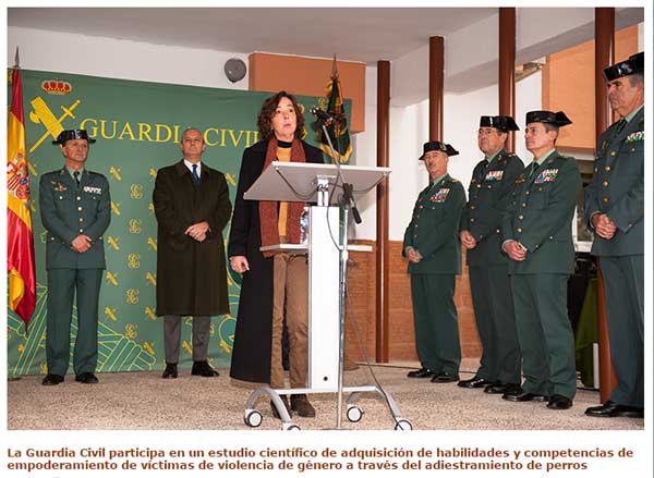 La Guardia Civil participa en un estudio científico de adquisición de habilidades y competencias de empoderamiento de víctimas de violencia de género a través del adiestramiento de #perros.