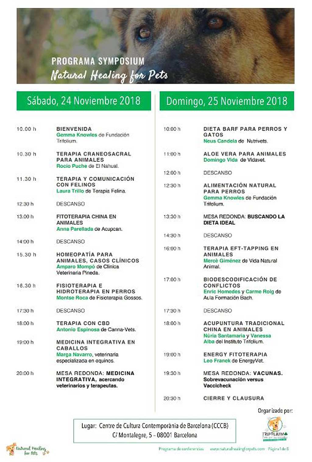 Natural Healing for Pets Symposium 2018. 24-25 de noviembre, en Barcelona.