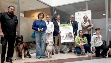 Pacientes de Quirónsalud Málaga reciben la visita de perros por Nochebuena.