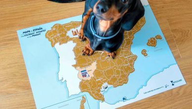 Mapa rascable para viajar con perros y potenciar el turismo dog-friendly por España.